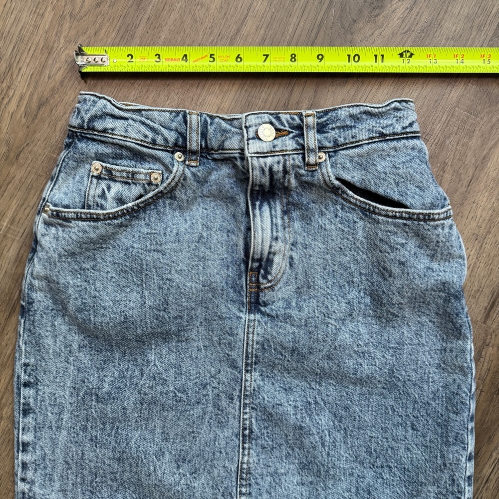 Asos Design High-Waist Acid Wash Denim Midi Skirt - Size US 4 - Picture 4 of 11